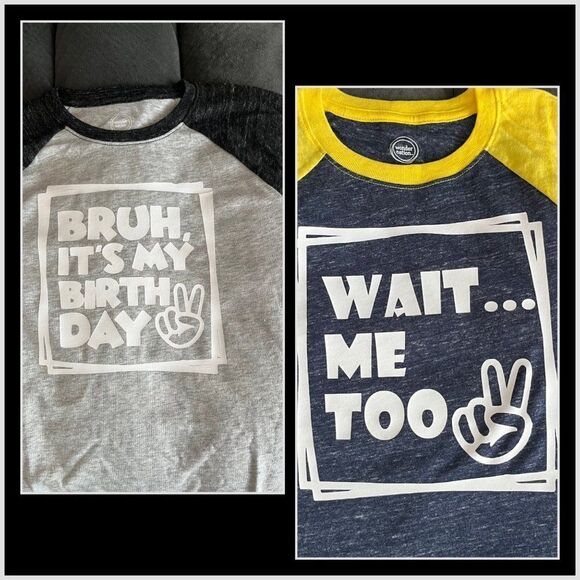 Twins birthday shirt set size 10/12 EE - Picture 1 of 3